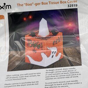 Mary Maxim Halloween Plastic Canvas Kit “Boo-ger Box” Tissue Cover Complete Yarn